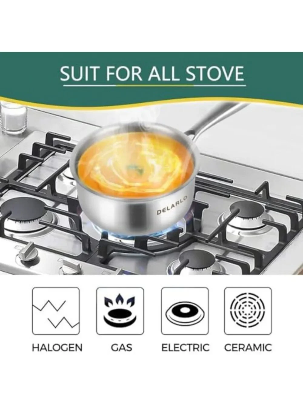 Tri-Ply Stainless Steel 1.5 Quart Saucepan with Lid - Durable, Versatile